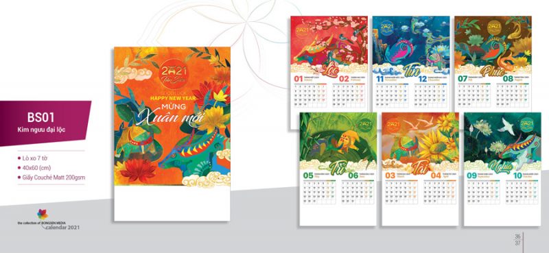 In Lịch Treo Tường BS01 - Kim ngưu đại lộc